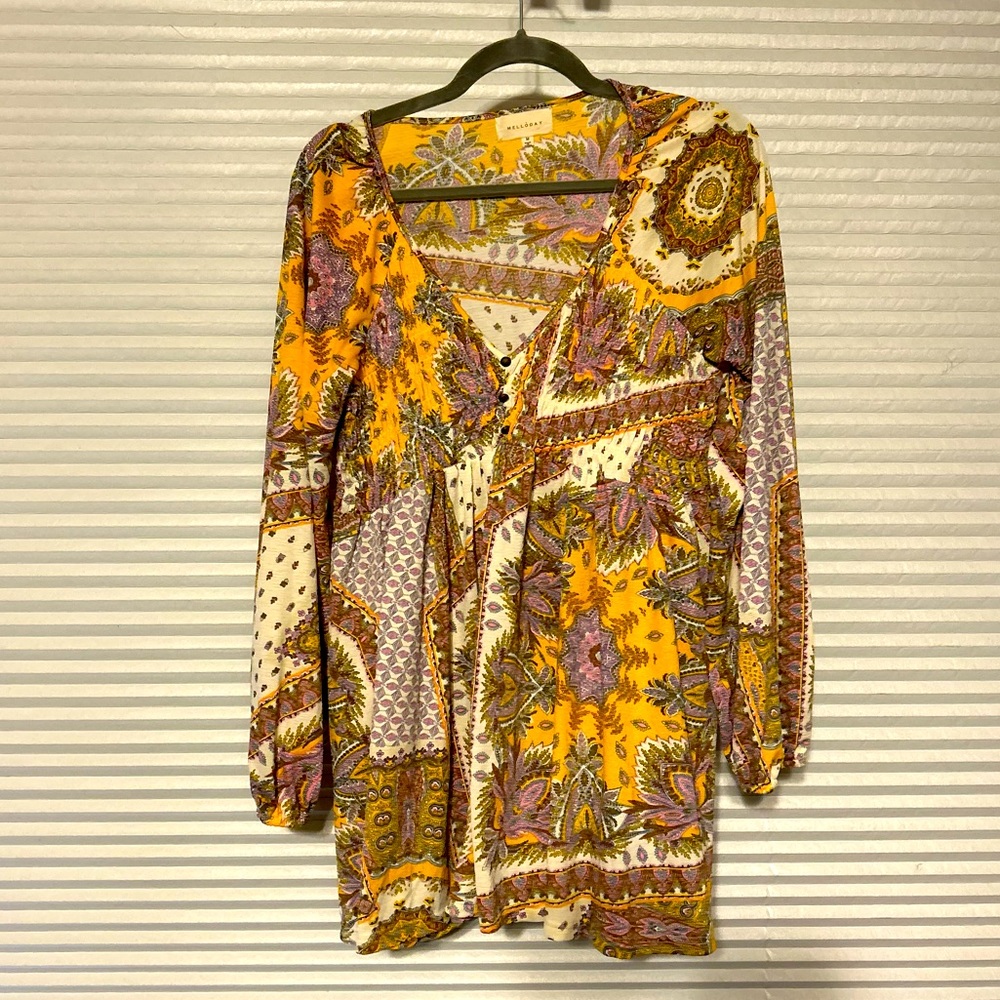 EUc purple and yellow Tunic Paisley medium